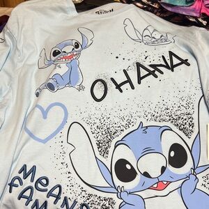 Disney Light Blue Stitch 'Ohana' Graphic Tee